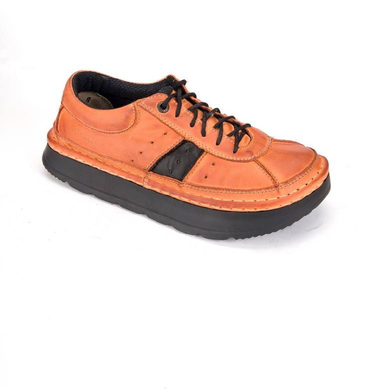 Туфли закр. жен. 003-3038-3-23181018 кожа-текстиль оранж-черный